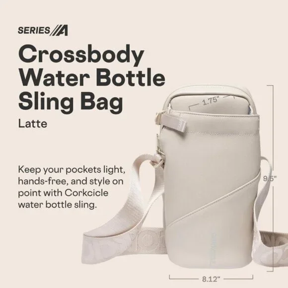 ⚡Corkcicle Latte Crossbody Tumblers Water Bottle Adjustable Strap Sling Bag - Picture 2 of 8